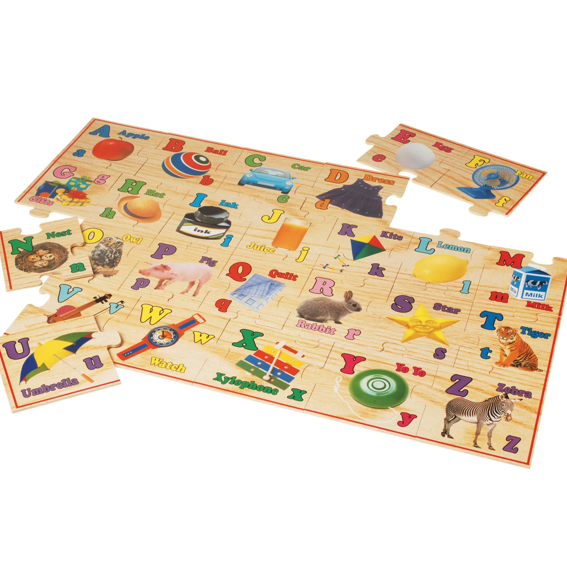 Wooden Alphabet Floor Puzzle | 26-Piece Educational Puzzle with Real Photos