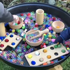 Wooden Bowls & Spoons Sensory Exploration Set | Natural Fine Motor Sorting and Measuring Activity
