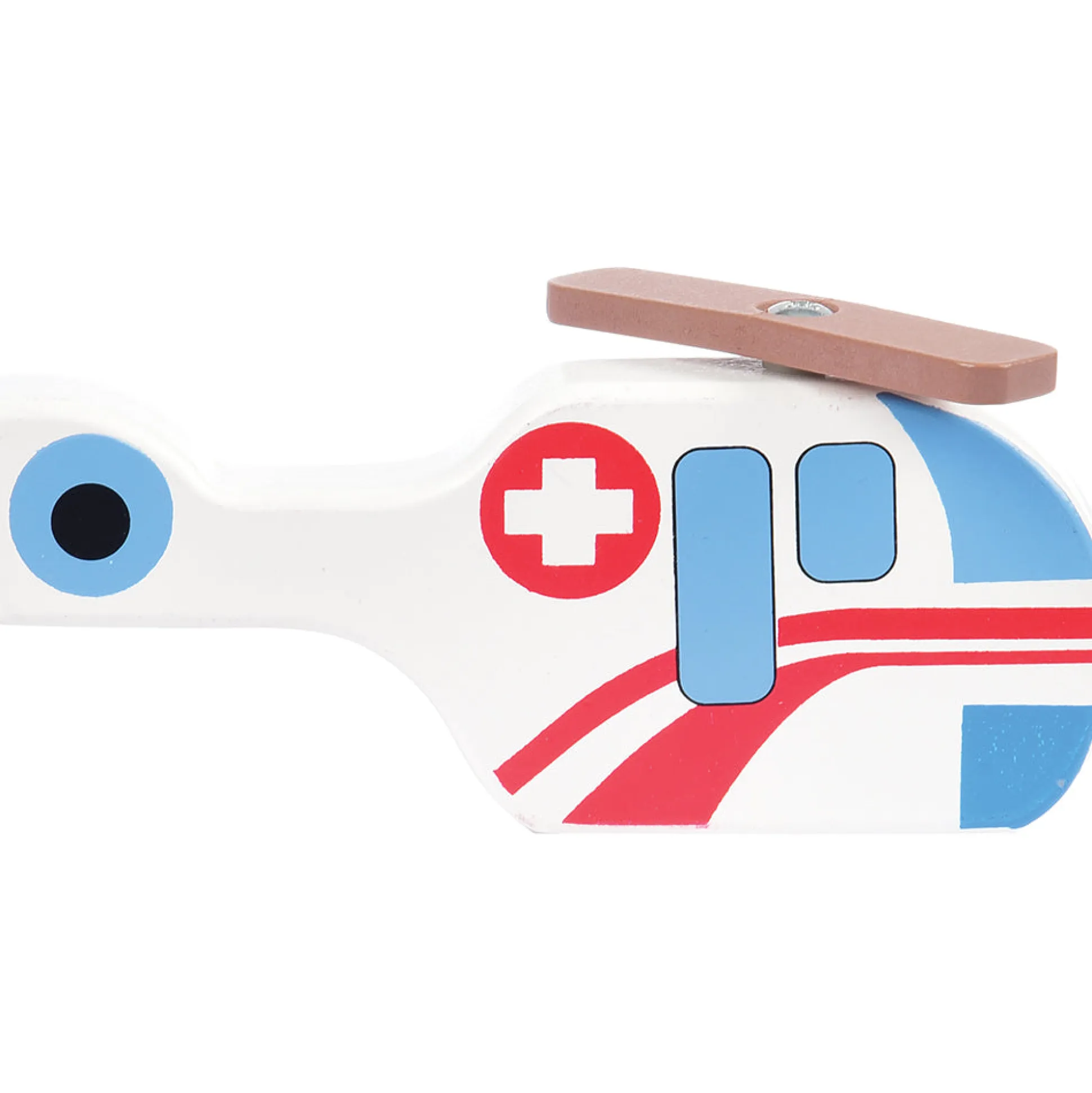 Wooden Community Buildings & Helicopter Set | 9-Piece Unit Blocks Play Set
