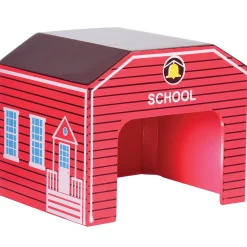 Wooden Community Buildings & Helicopter Set | 9-Piece Unit Blocks Play Set