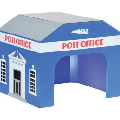 Wooden Community Buildings & Helicopter Set | 9-Piece Unit Blocks Play Set