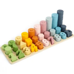 Wooden 1–10 Counting Board | 78-Piece Number Sorting, Shape Matching & Stacking Puzzle Toy