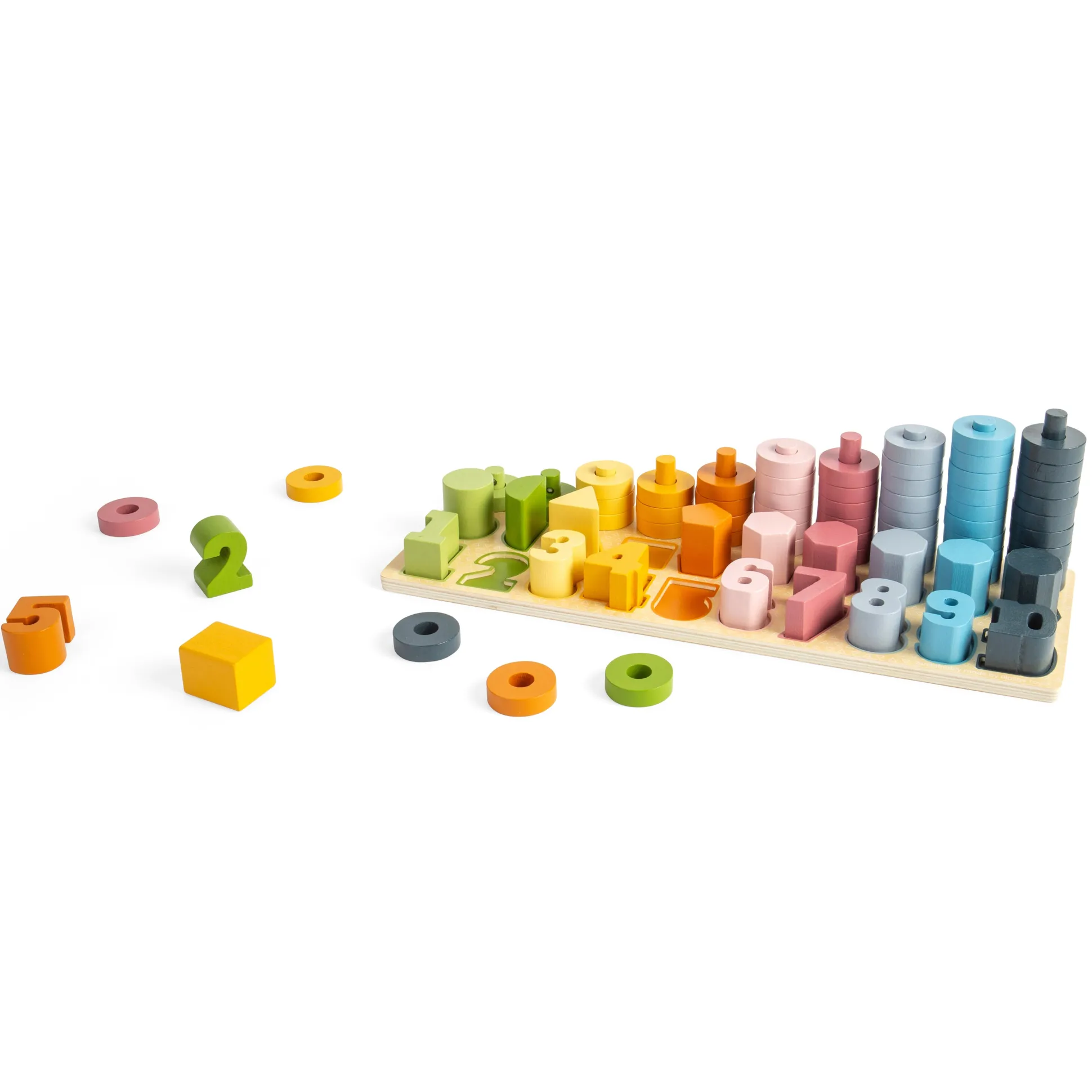 Wooden 1–10 Counting Board | 78-Piece Number Sorting, Shape Matching & Stacking Puzzle Toy