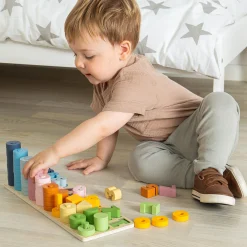 Wooden 1–10 Counting Board | 78-Piece Number Sorting, Shape Matching & Stacking Puzzle Toy