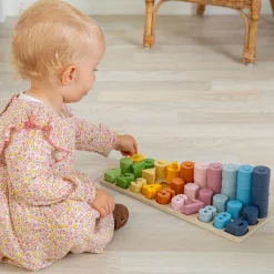 Wooden 1–10 Counting Board | 78-Piece Number Sorting, Shape Matching & Stacking Puzzle Toy