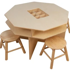 Wooden Discovery Table with 4 Classroom Stools | Hands on Science Center