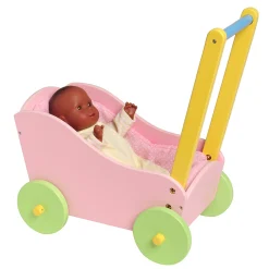 Wooden Doll Carriage with Soft Lining | For 12-15 Inch Dolls