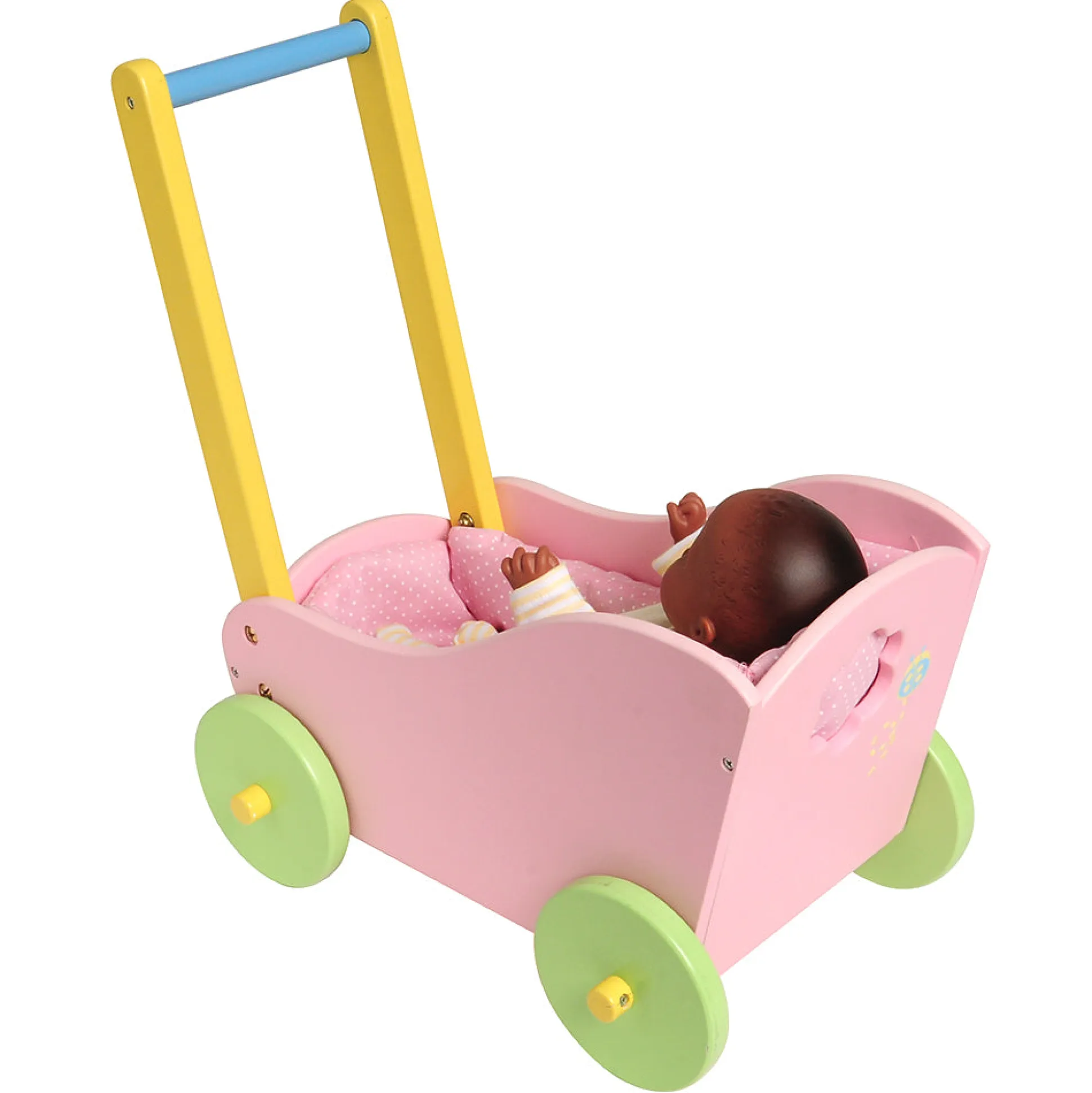 Wooden Doll Carriage with Soft Lining | For 12-15 Inch Dolls