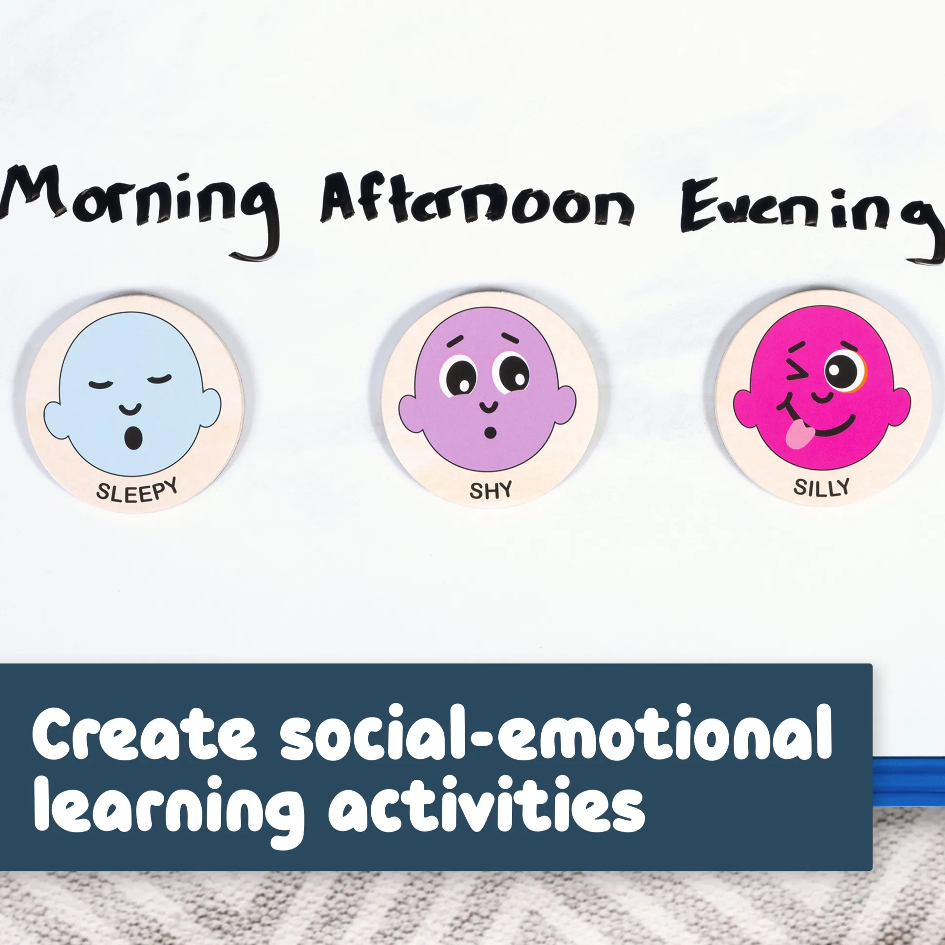 Wooden Emotion Magnets | 20-Piece Toddler Feelings Recognition Set