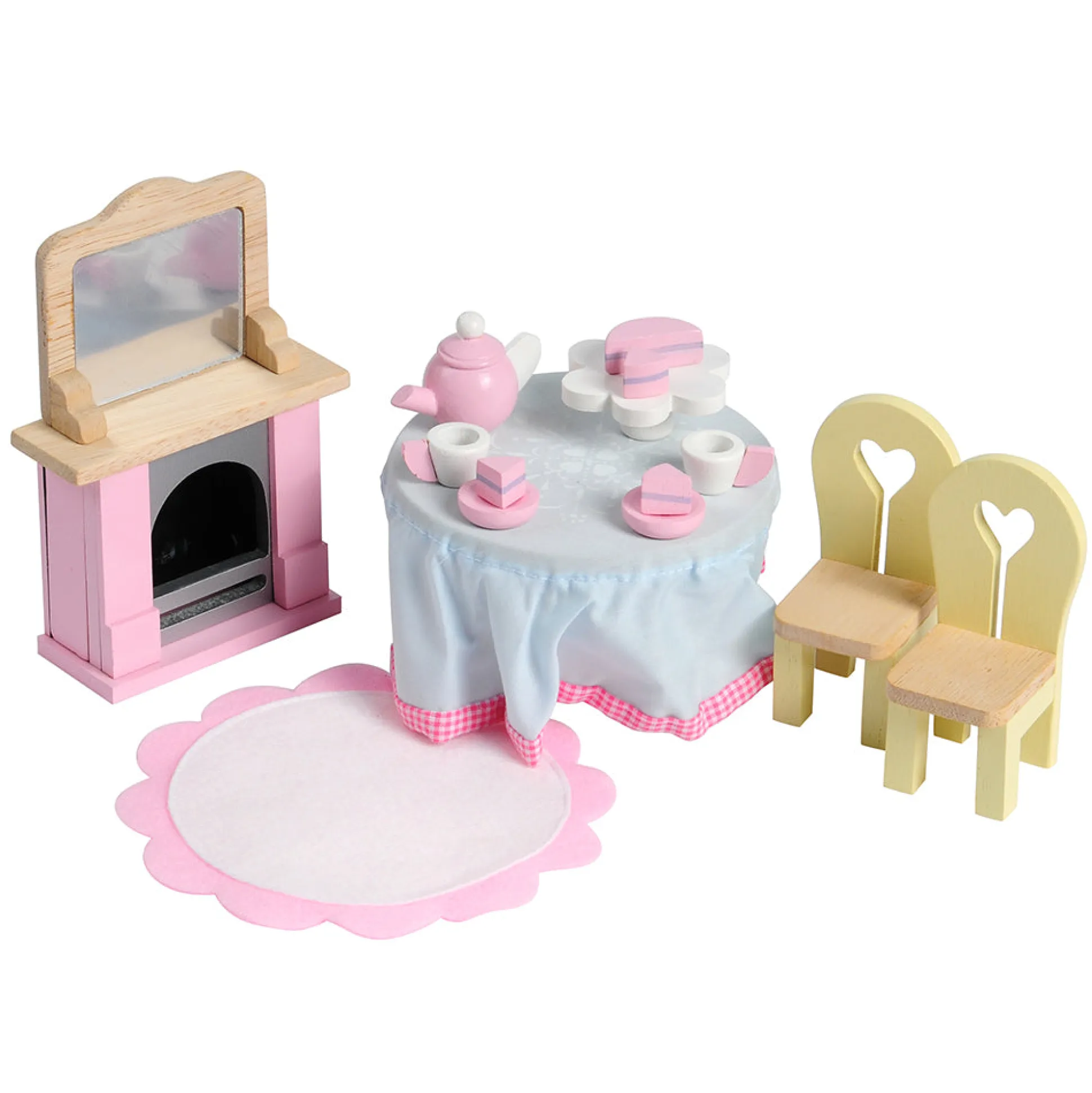 Wooden Fairytale Furniture & Accessories | 38-Piece Hand-Painted Playset