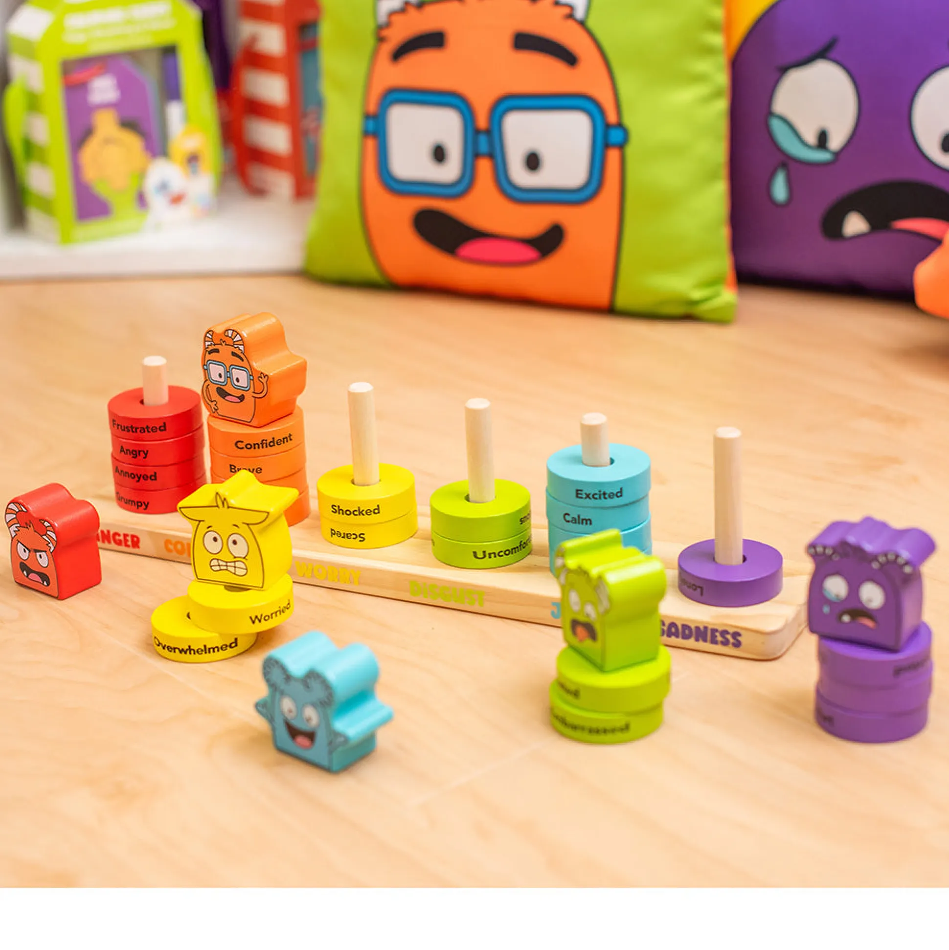 Wooden Feelings Stacking Rings | Emotional Expression & Color Learning Toy