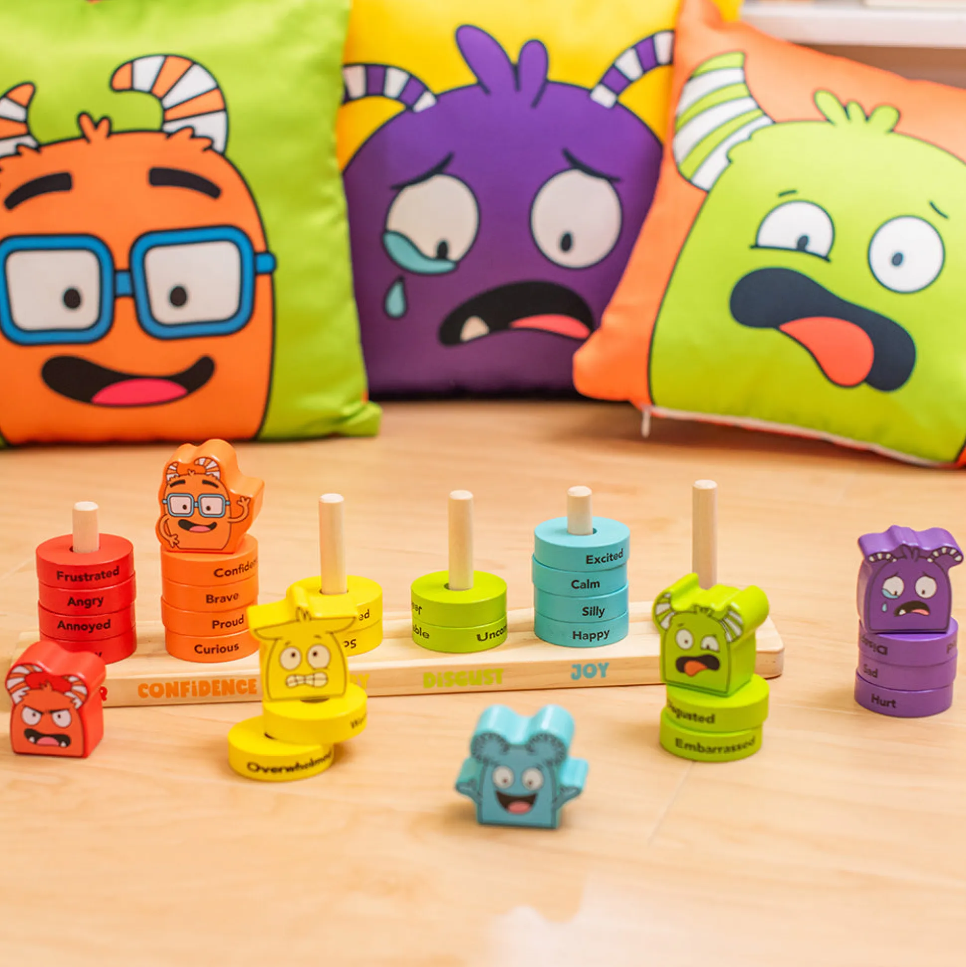 Wooden Feelings Stacking Rings | Emotional Expression & Color Learning Toy