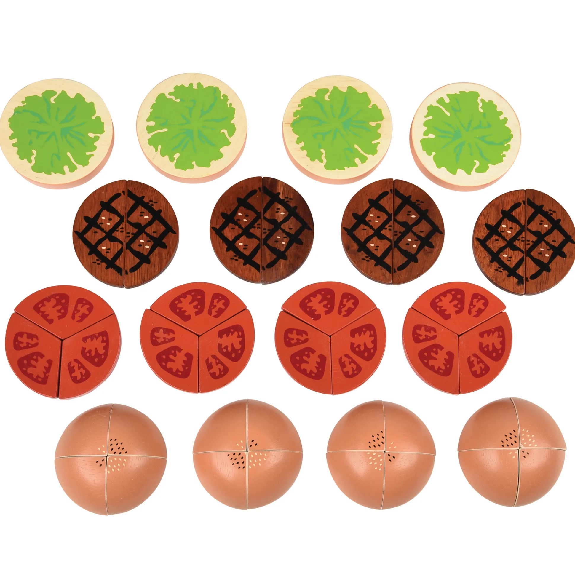 Wooden Fraction Burgers - 40 pieces Montessori Inspired