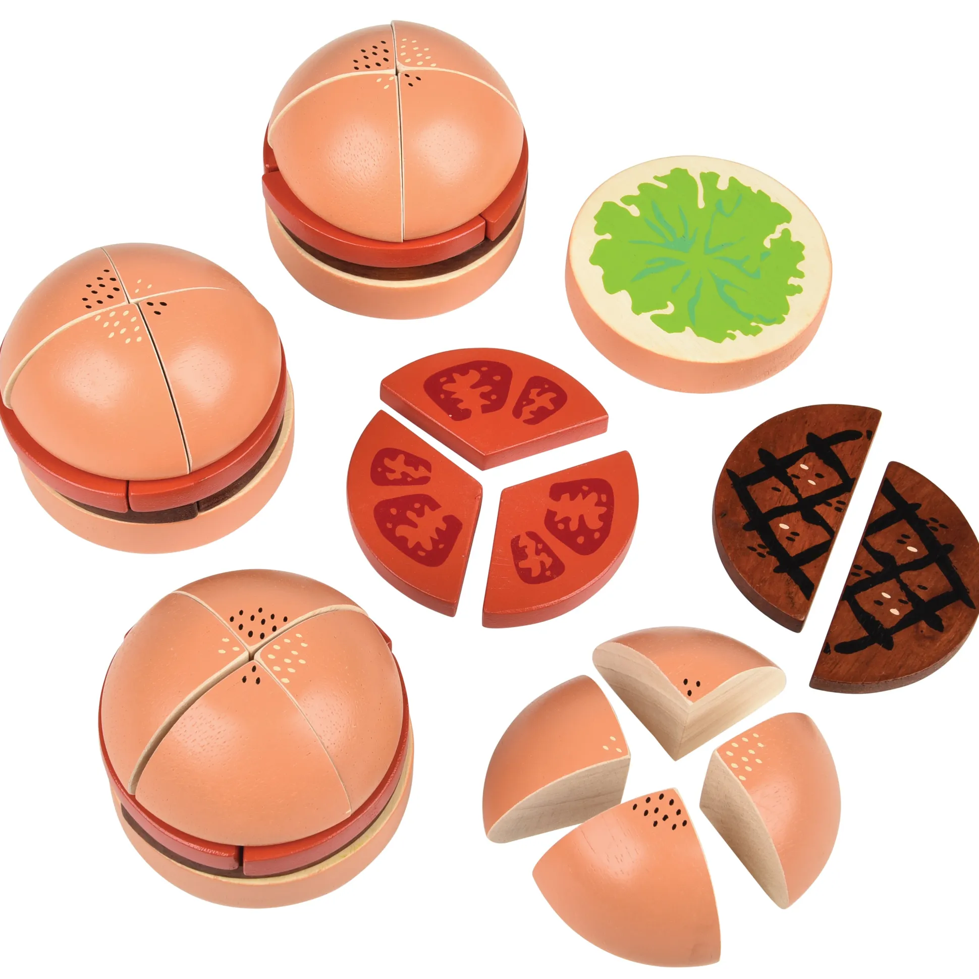 Wooden Fraction Burgers - 40 pieces Montessori Inspired
