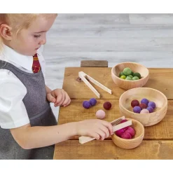 Wooden Nesting Bowls | Montessori Sorting, Sensory & Loose Parts 3-Piece Play Set
