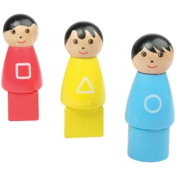 Wooden Pull Along School Bus Toy with Shape Matching Riders