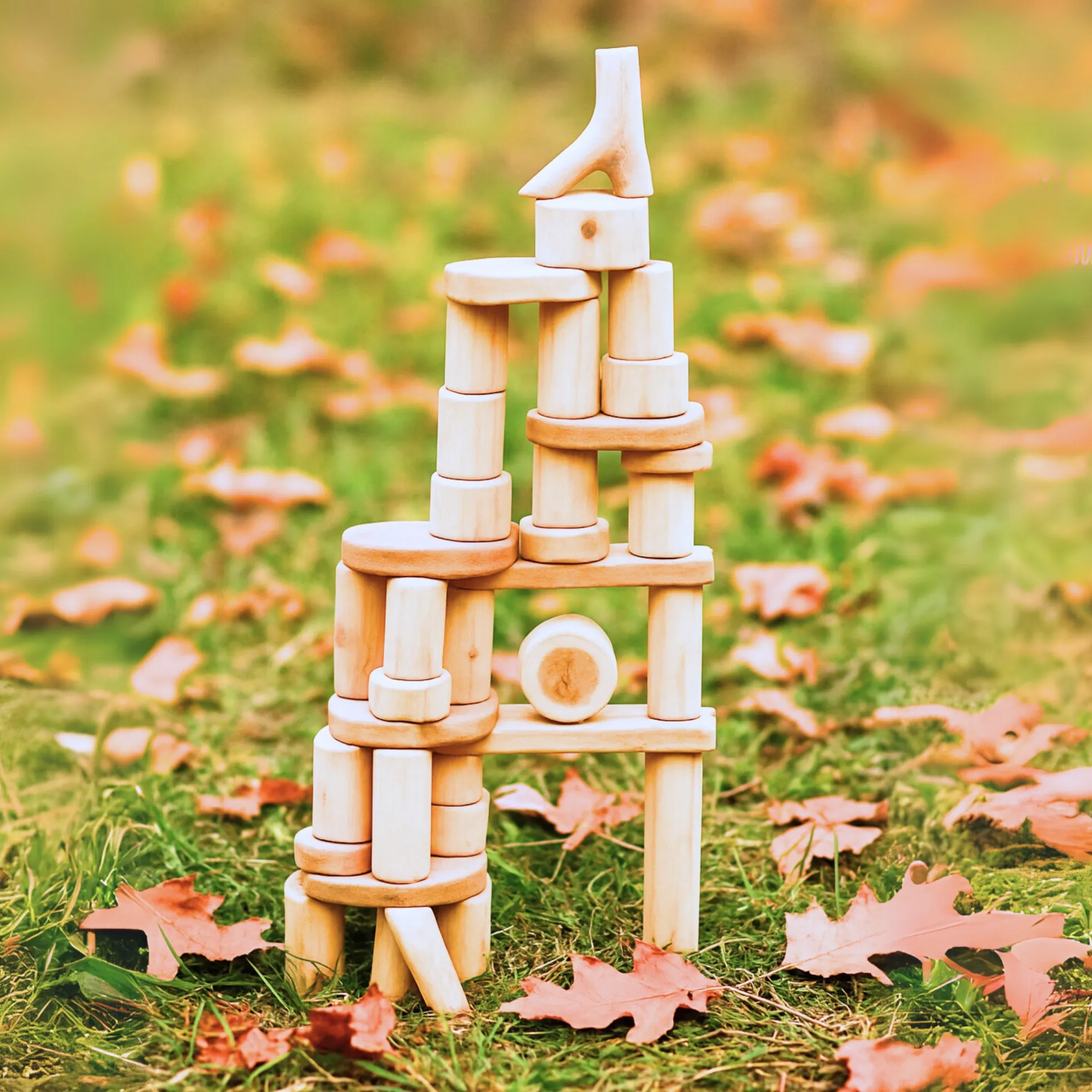 Wooden Tree Blocks | 36-Piece Set | Eco-Friendly Building Blocks