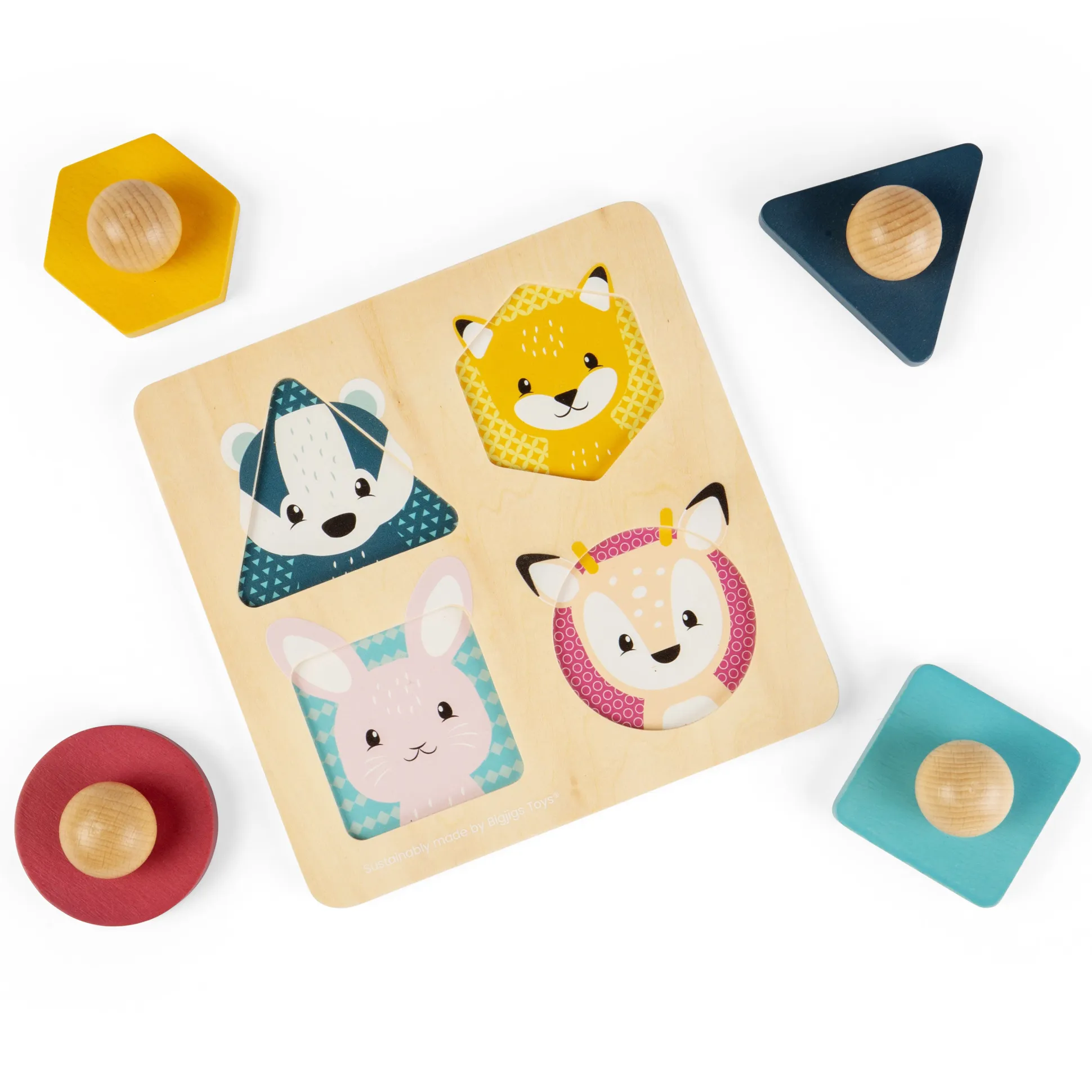 Woodland Animal Shape Puzzle | Toddler Shape Sorter with Chunky Animal Pieces