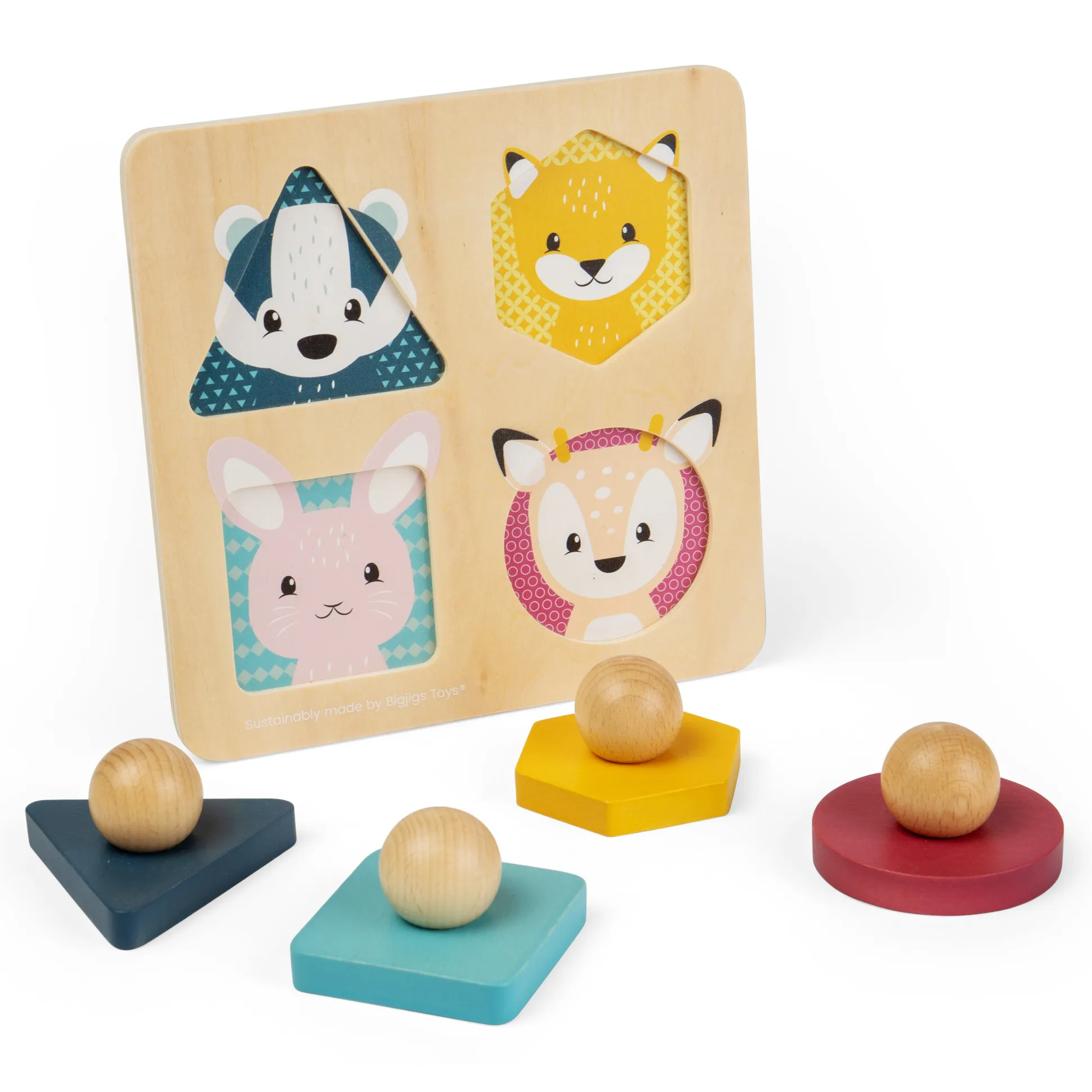 Woodland Animal Shape Puzzle | Toddler Shape Sorter with Chunky Animal Pieces