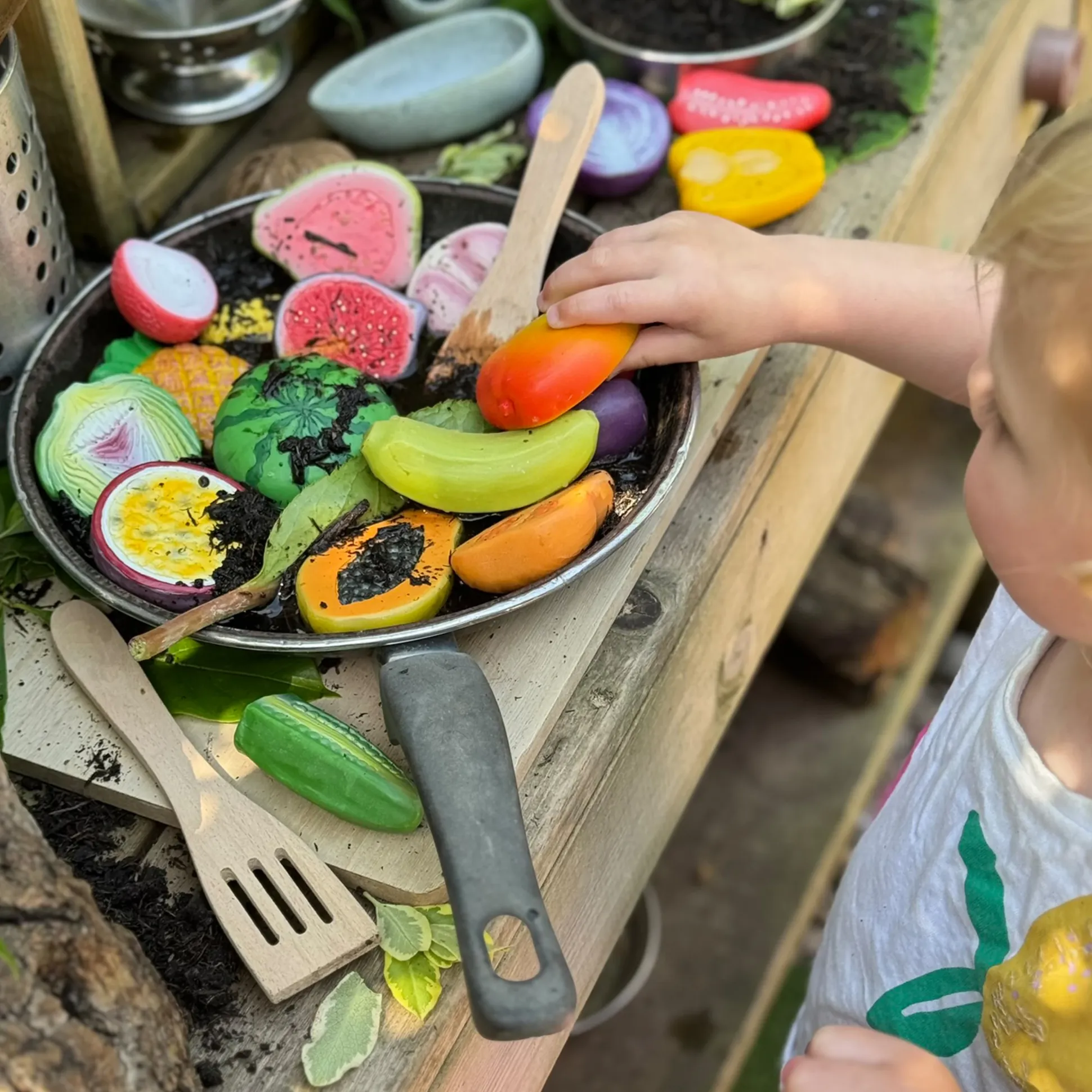 World Kitchen Sensory Play Stones | Global Fruit & Vegetable Tactile Play Set