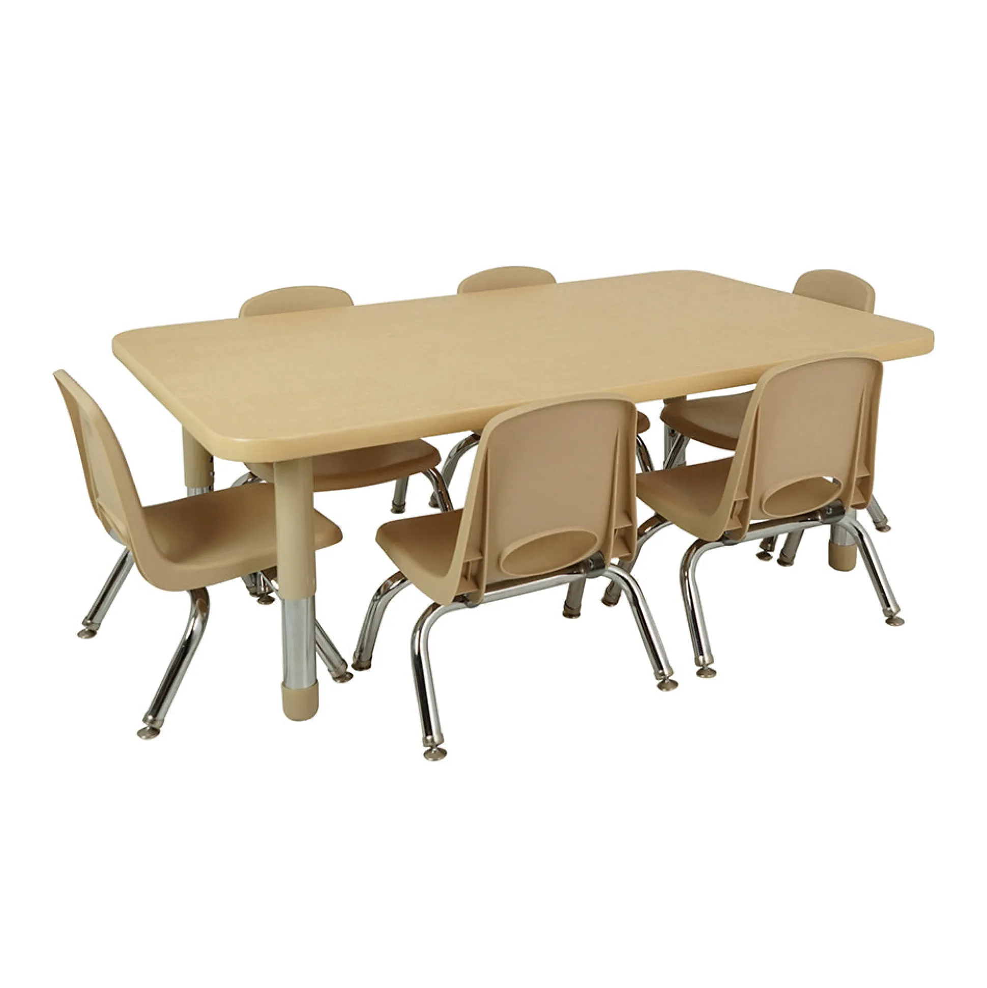 30" x 60" Adjustable Chunky Leg Table with 6 Chairs (8" seat height)