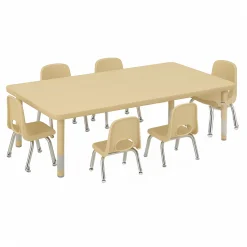 30" x 60" Adjustable Chunky Leg Table with 6 Chairs (10" seat height)