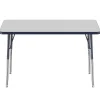 24" x 48" Gray Adjustable Activity Table | Durable Laminate Classroom Table with Standard Chrome Legs