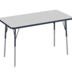 24" x 48" Gray Adjustable Activity Table | Durable Laminate Classroom Table with Standard Chrome Legs