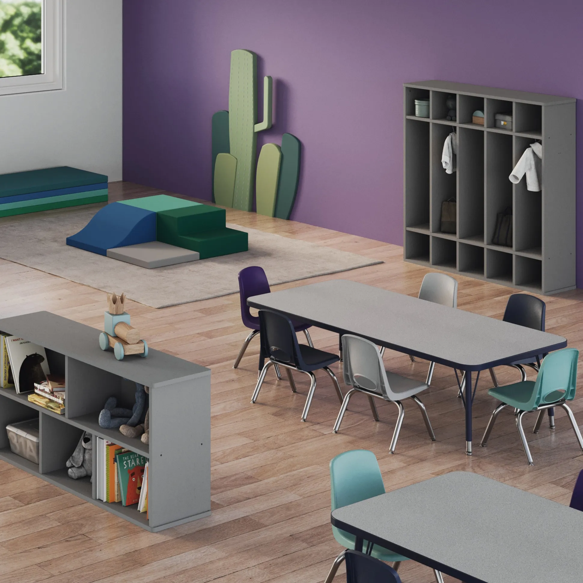 30" x 60" Gray Adjustable Activity Table | Spacious, Durable Classroom Table with Standard Chrome Legs