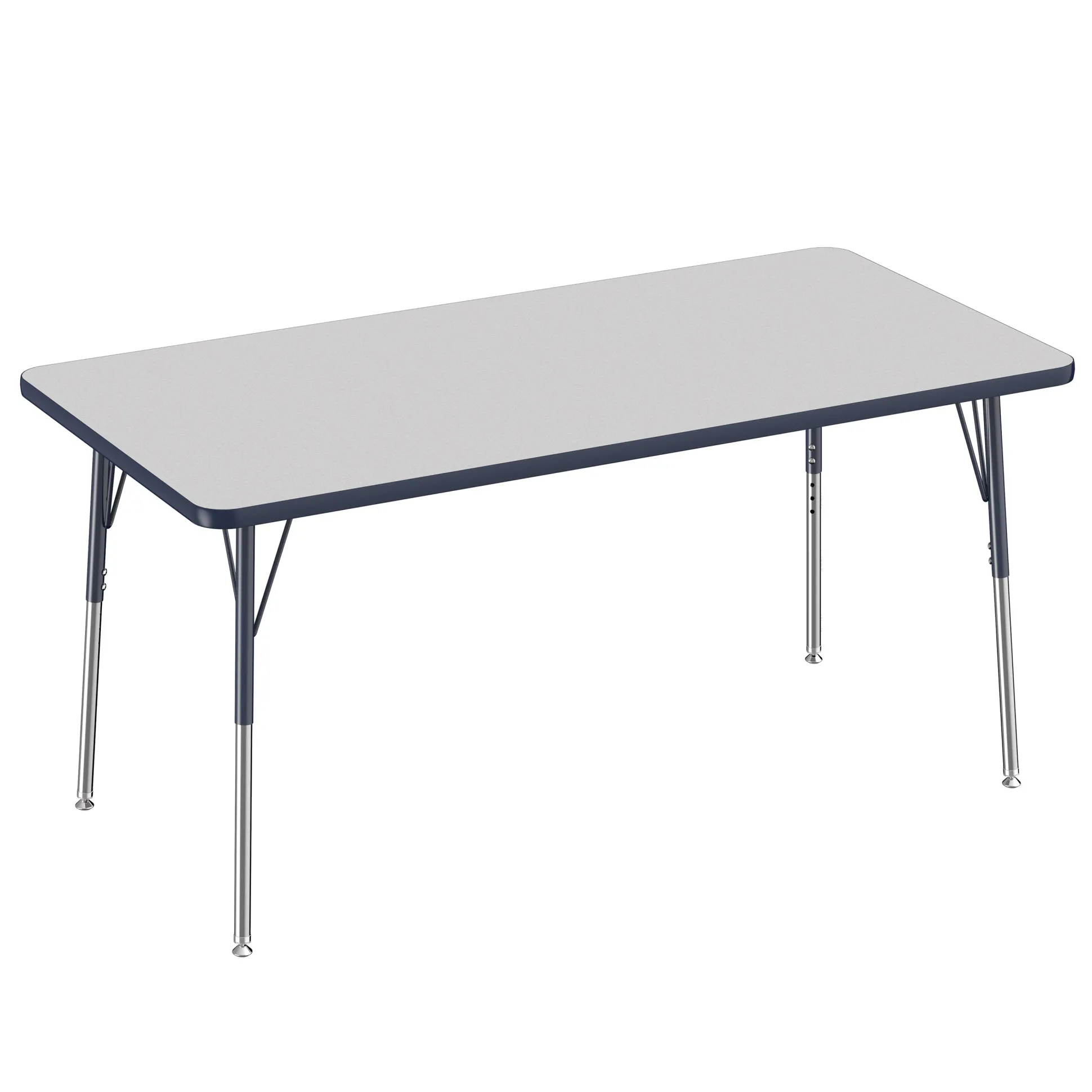 30" x 60" Gray Adjustable Activity Table | Spacious, Durable Classroom Table with Standard Chrome Legs
