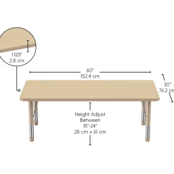30x60 Maple Adjustable Activity Table | Easy-Clean, Durable with T-Molding Edge