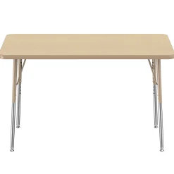 24" x 48" Maple Adjustable Activity Table | Durable Classroom Table with Standard Chrome Legs