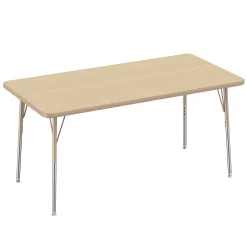 30" x 60" Maple Adjustable Activity Table | Durable Classroom Table with Standard Chrome Legs