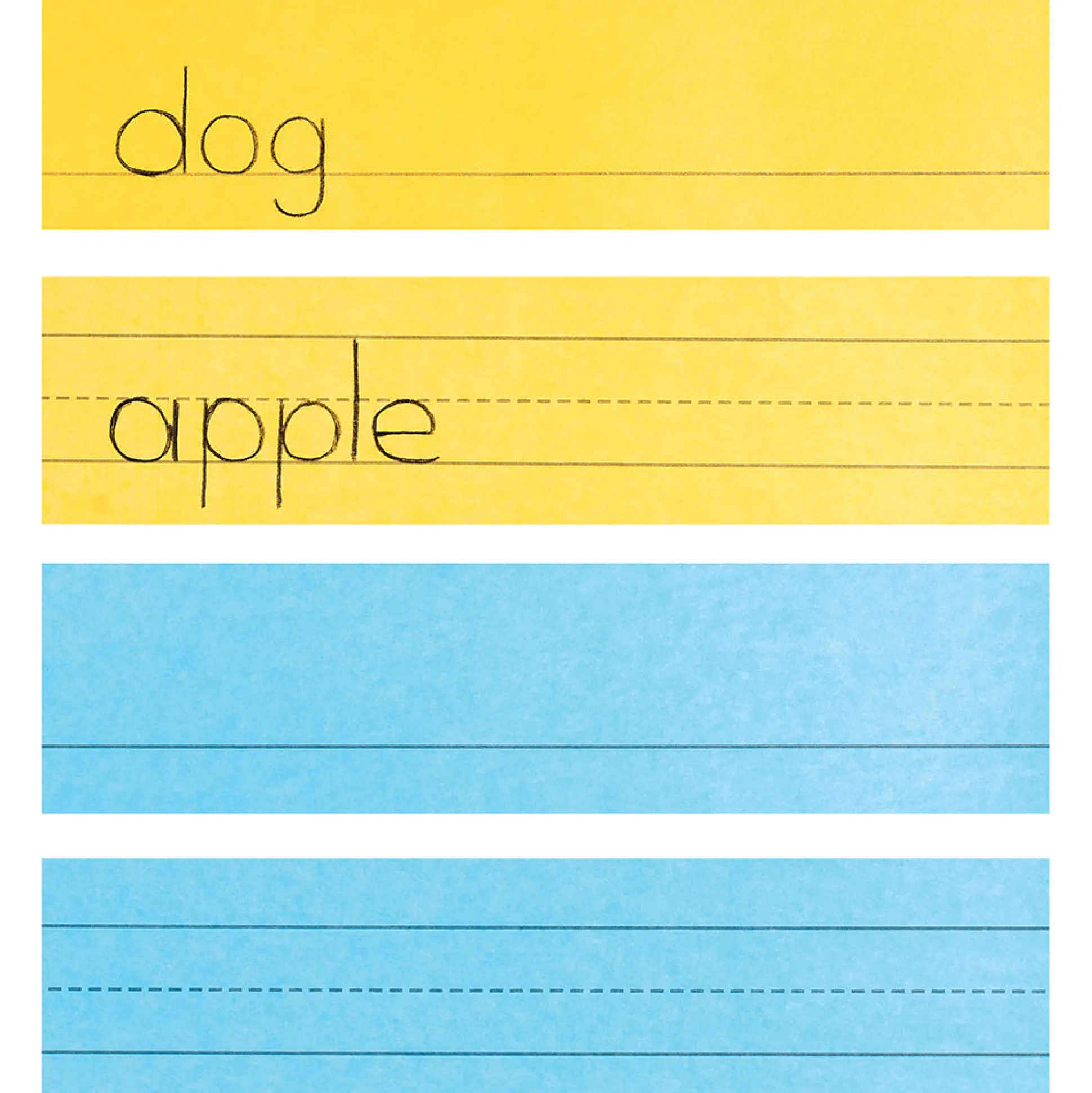 3"x12" Mini Sentence Strips | 100-Pack Double-Sided Ruled in Assorted Colors