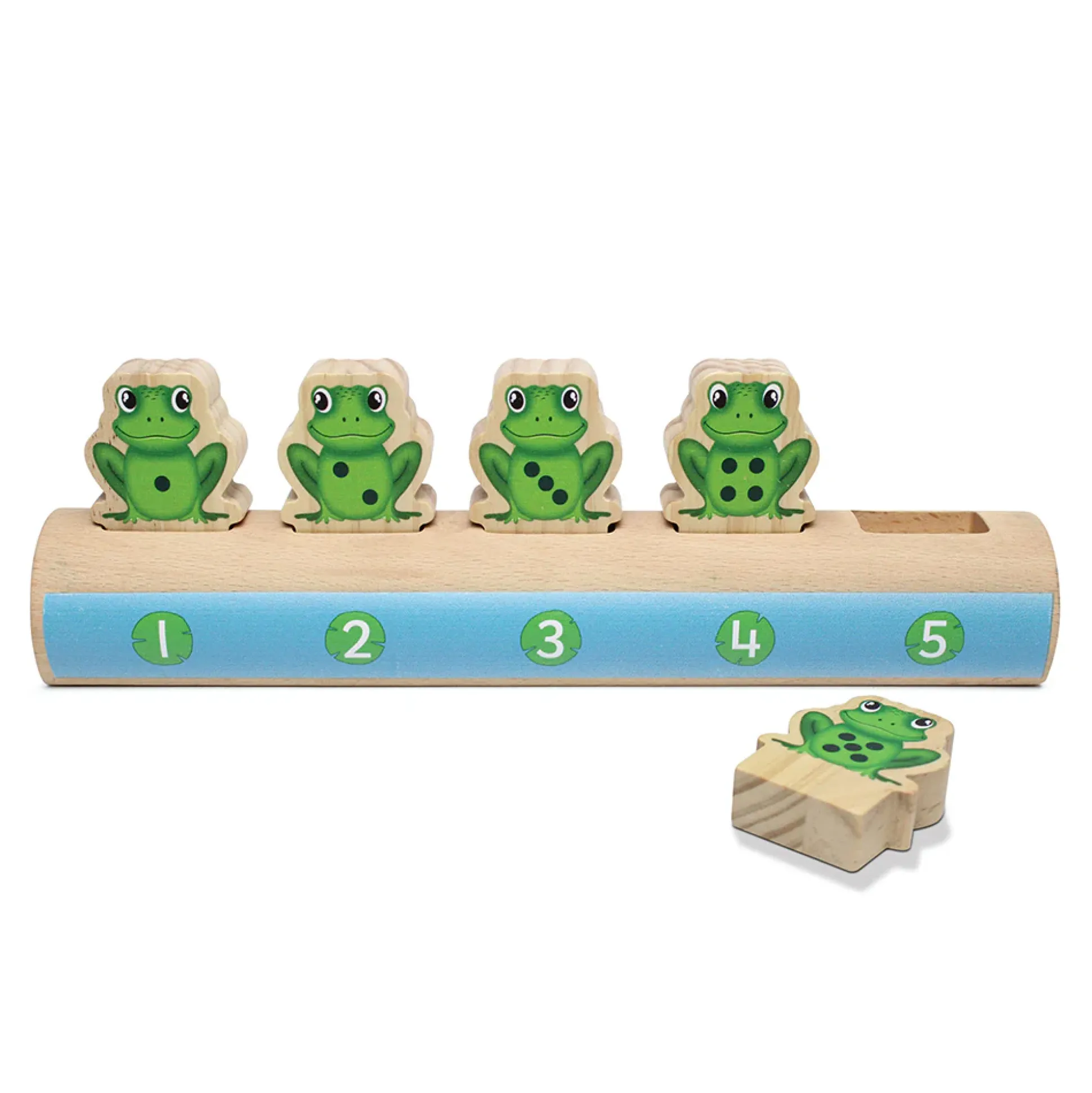 Yellow Door® Five Frogs on a Log | Wooden Number Line & Matching Game