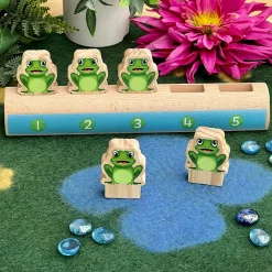 Yellow Door® Five Frogs on a Log | Wooden Number Line & Matching Game