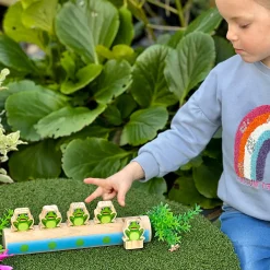 Yellow Door® Five Frogs on a Log | Wooden Number Line & Matching Game