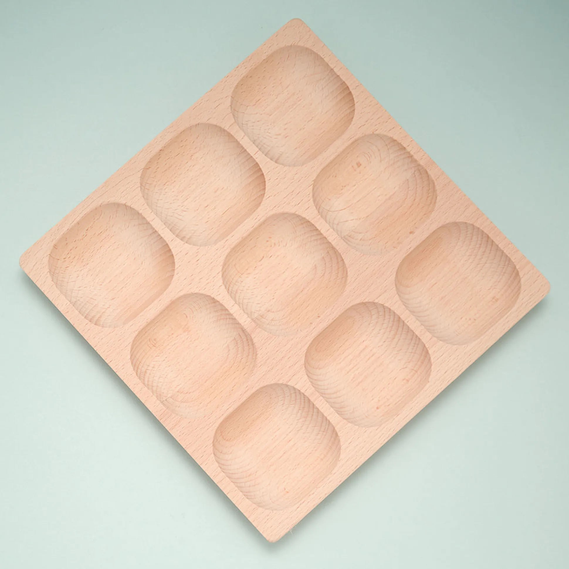 Yellow Door® Montessori Natural Sorting Tray | 9-Section FSC Beech Wood Tray for Ages 2+