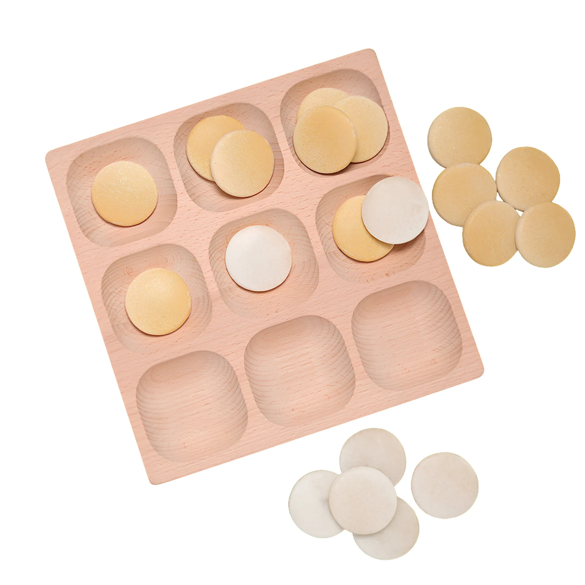 Yellow Door® Montessori Natural Sorting Tray | 9-Section FSC Beech Wood Tray for Ages 2+