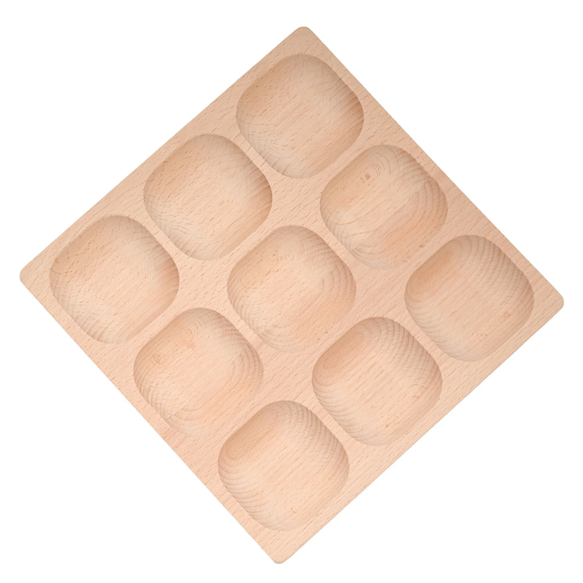 Yellow Door® Montessori Natural Sorting Tray | 9-Section FSC Beech Wood Tray for Ages 2+
