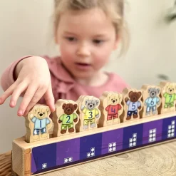 Yellow Door® Ten in a Bed: Wooden Stacking Toy for Learning Numbers 1-10