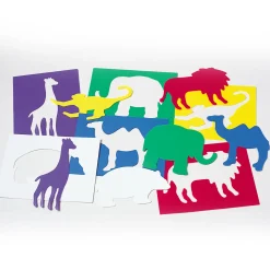 Zoo Animals-Themed Plastic Art Stencils Set | 6-Piece Washable Drawing Templates